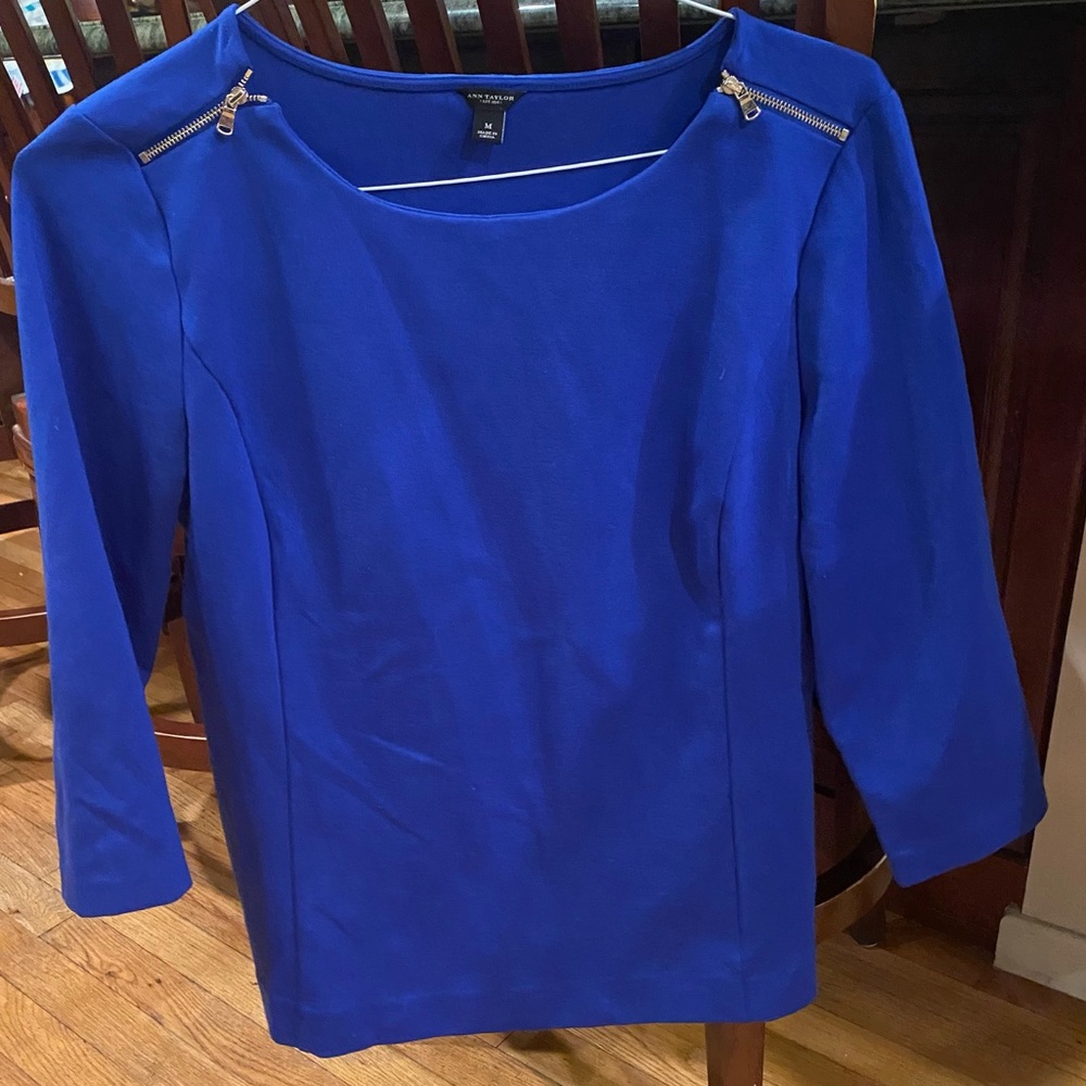 Ann Taylor Royal Blue Blouse w/ Zipper Details